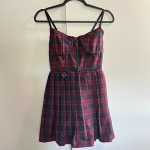 Plaid Mini Dress with Straps
